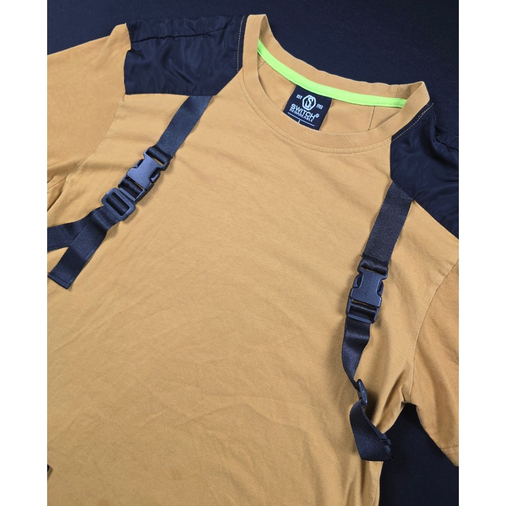 Switch Remarkable Mens Mustard Tactical Utility T-Shirt Buckle Straps Large